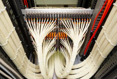 closeup of network cables